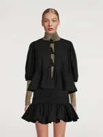 Cotton Poplin Peplum Blouse