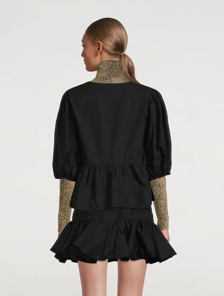 Cotton Poplin Peplum Blouse