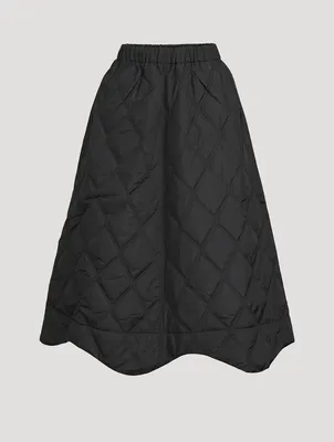 Ripstop Quilt Wavy Hem Skirt