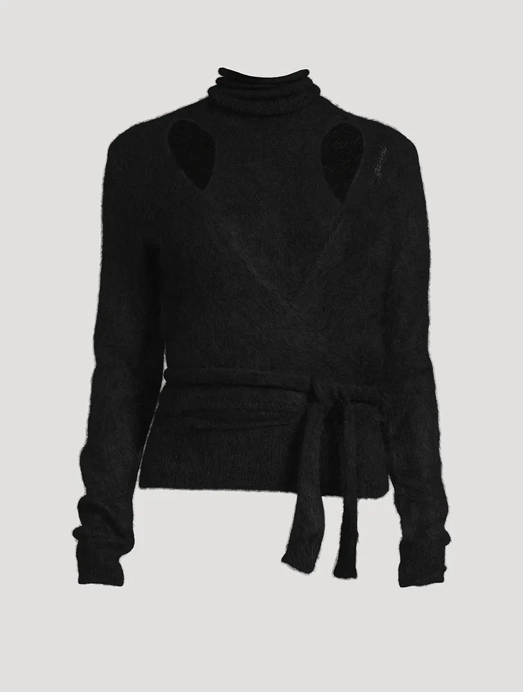 Brushed Alpaca Wrap Blouse