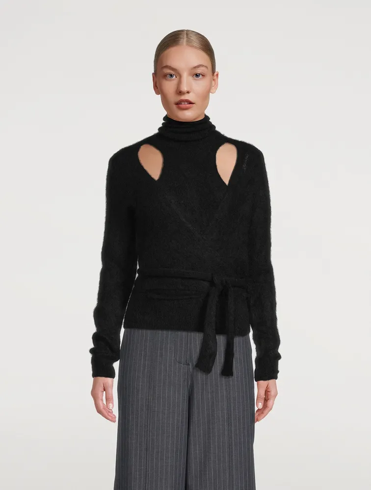 Brushed Alpaca Wrap Blouse