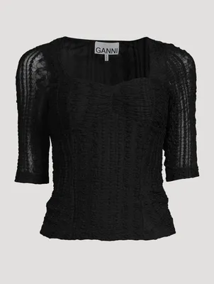 Stretch Lace Ruched Blouse