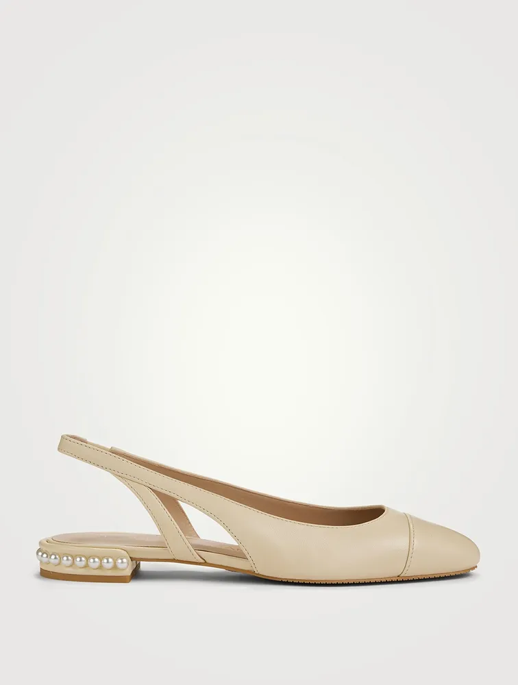 Pearl Leather Slingback Flats