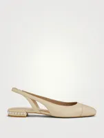 Pearl Leather Slingback Flats