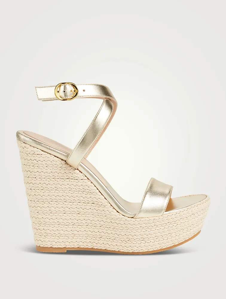 Alex Metallic Leather Platform Wedge Sandals