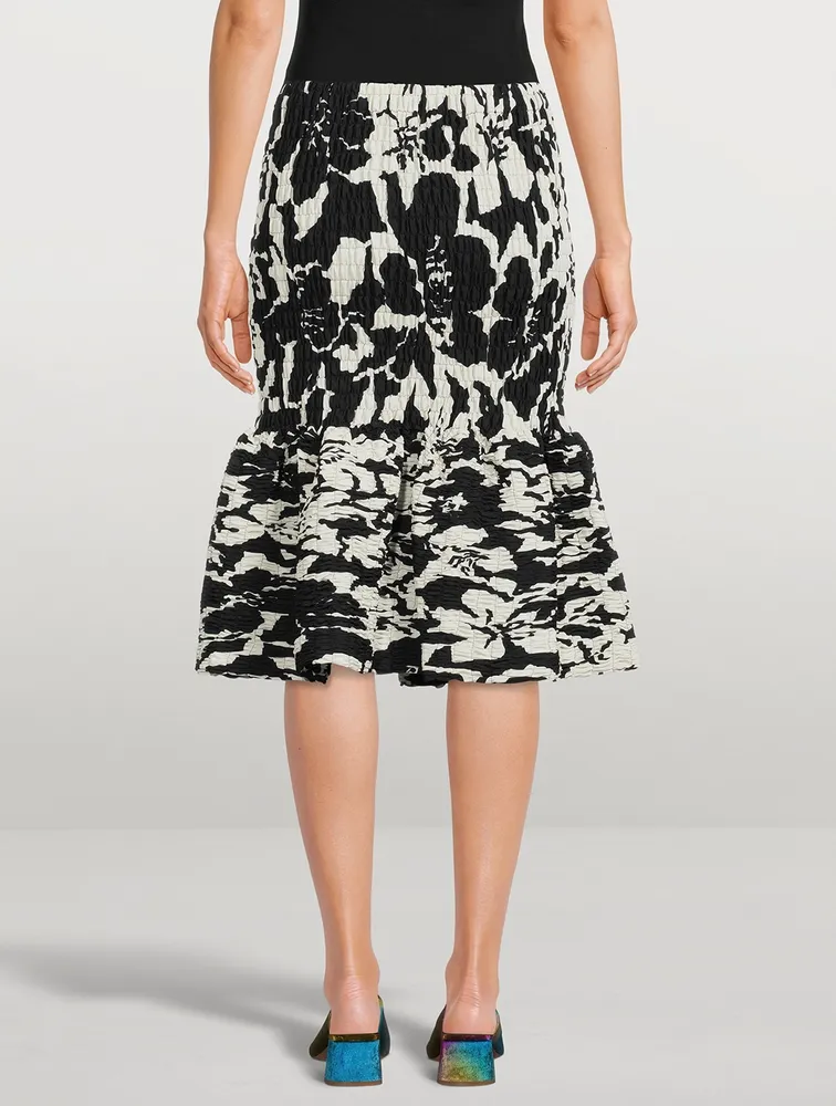 Saturn Printed Smocked Midi Skirt Floral Print