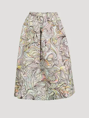Soni Printed Cotton Midi Skirt