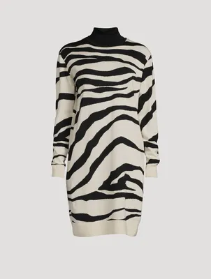 Nayeli Zebra-Stripe Wool Sweater Dress