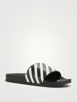 Diagonal Stripes PVC Slide Sandals