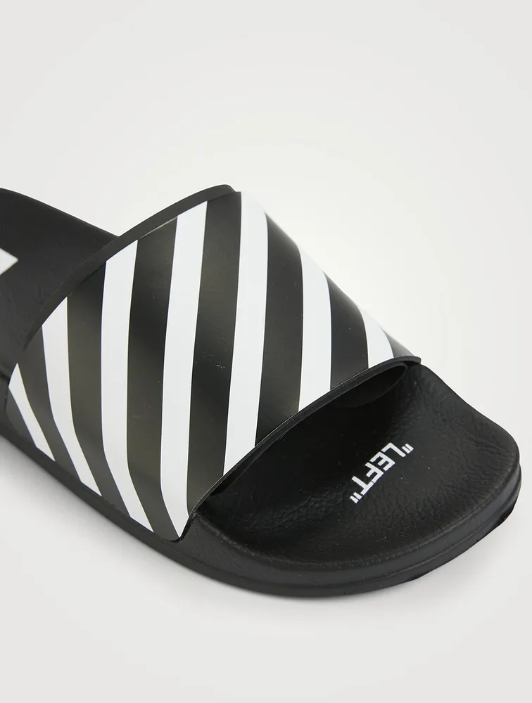 Diagonal Stripes PVC Slide Sandals