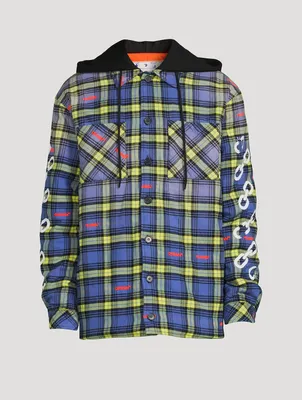 Chain Flannel Overshirt With Hood