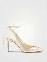 Kate 85 Lizard-Embossed Leather Ankle-Tie Pumps