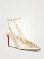 Kate 85 Lizard-Embossed Leather Ankle-Tie Pumps