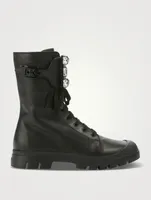 Walky Viv' Strass Buckle Leather Combat Boots