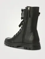 Walky Viv' Strass Buckle Leather Combat Boots