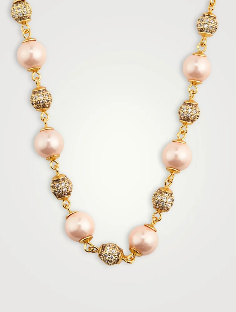 Nialaya x Holt Renfrew Pink Pearl Choker Necklace