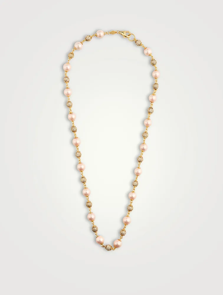 Nialaya x Holt Renfrew Pink Pearl Choker Necklace