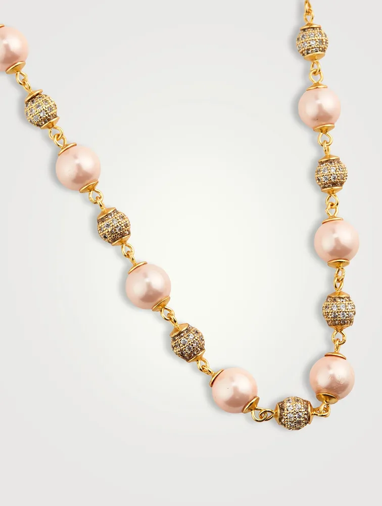 Nialaya x Holt Renfrew Pink Pearl Choker Necklace