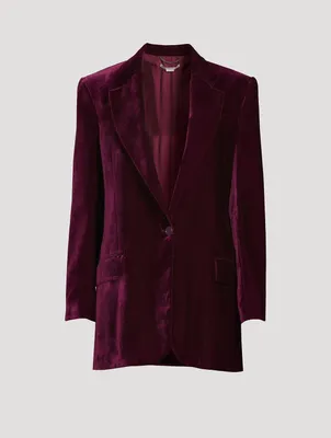 Velvet Single-Breasted Tailored Blazer