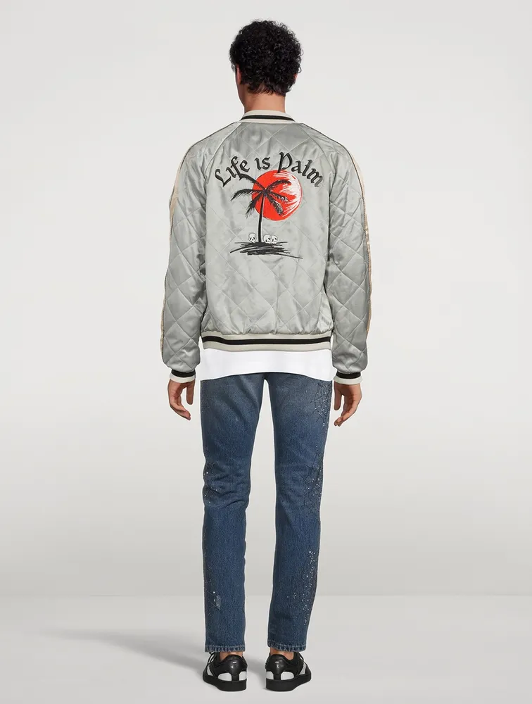 Life Is Palm Quilted Bomber Jacket