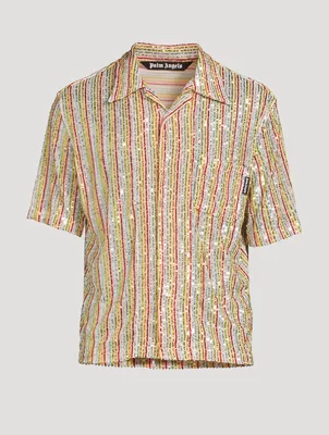 Rainbow Sequins Bowling Shirt