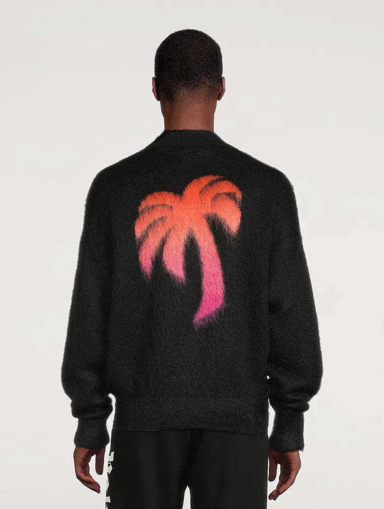 Sprayed Palm Wool-Blend Intarsia Sweater