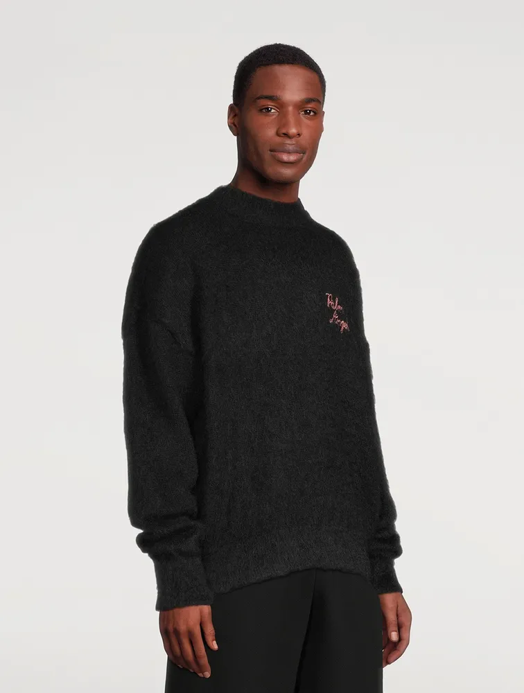 Sprayed Palm Wool-Blend Intarsia Sweater