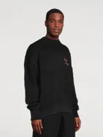 Sprayed Palm Wool-Blend Intarsia Sweater