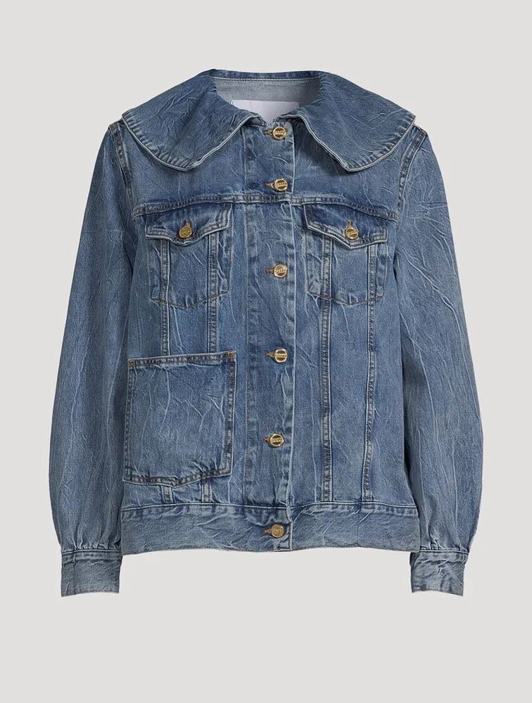 Crinkle Denim Oversized Jacket