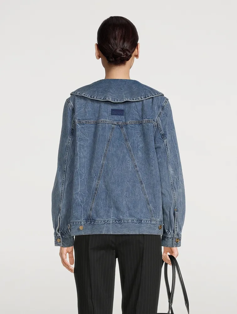 Crinkle Denim Oversized Jacket