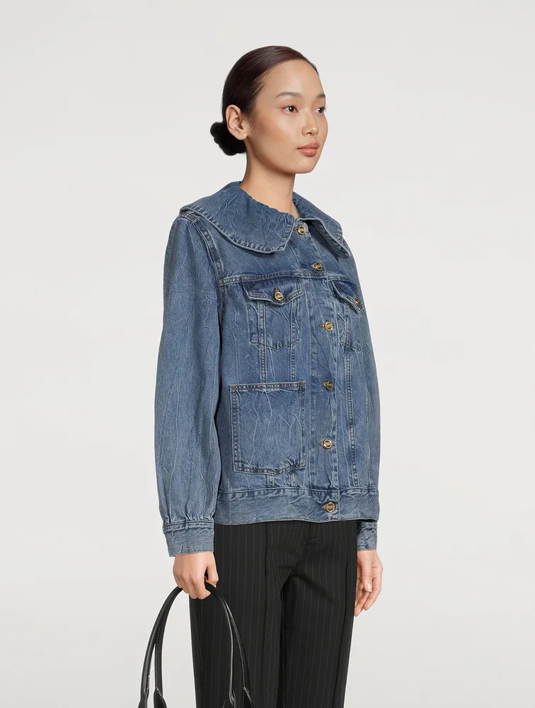 Crinkle Denim Oversized Jacket