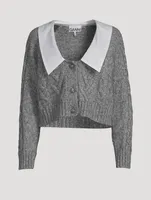Cable-Knit Cardigan With Crystal Buttons