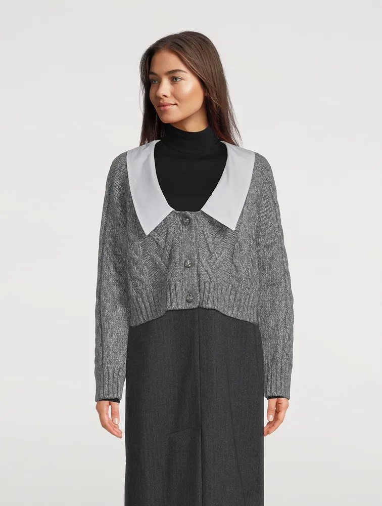 Cable-Knit Cardigan With Crystal Buttons