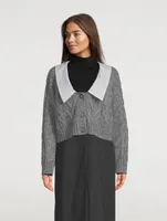 Cable-Knit Cardigan With Crystal Buttons