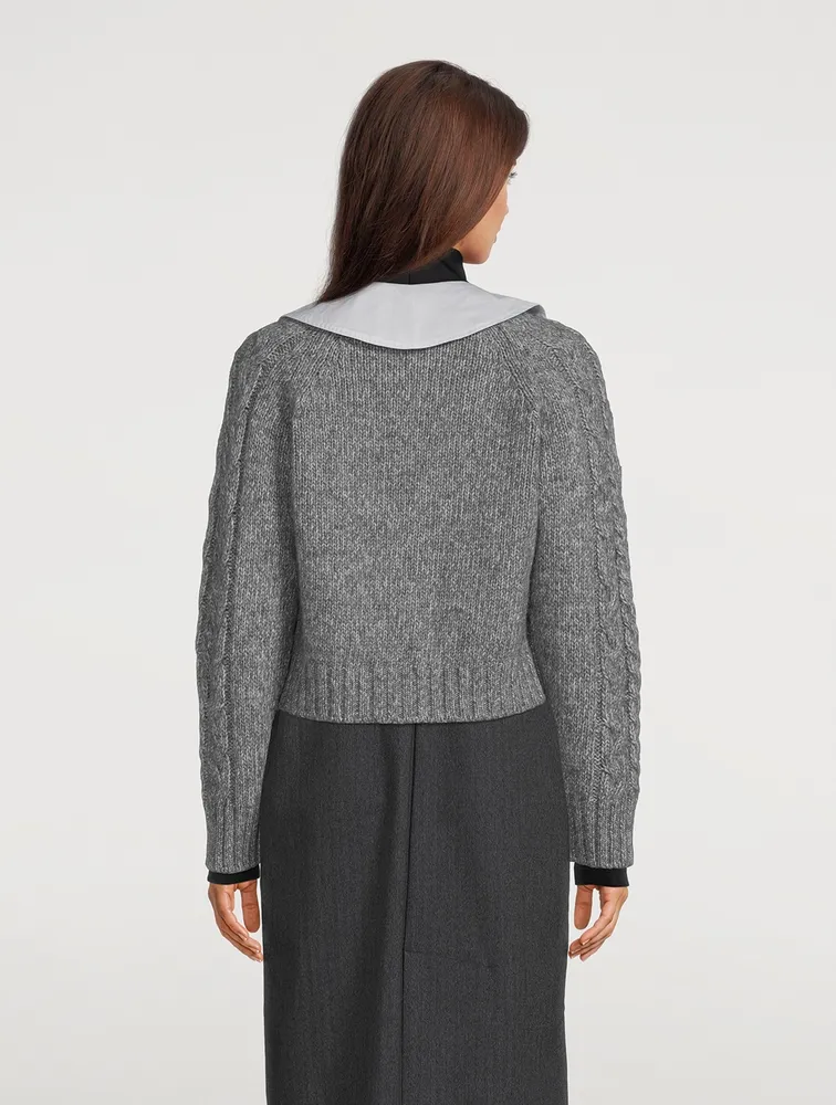 Cable-Knit Cardigan With Crystal Buttons