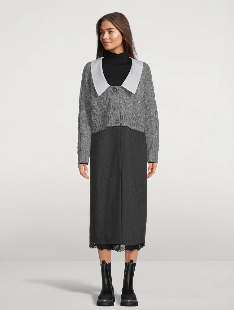 Cable-Knit Cardigan With Crystal Buttons