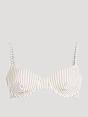 The Eva Bikini Top Metallic Stripe Print