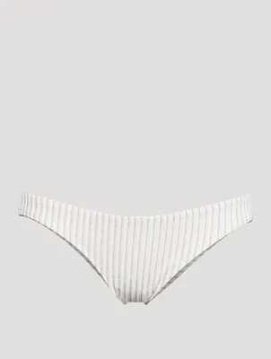 The Eva Bikini Bottom In Metallic Stripe Print