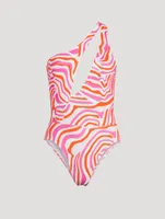 The Issi Cut-Out One-Piece Swimsuit In Abstract Zebra Print