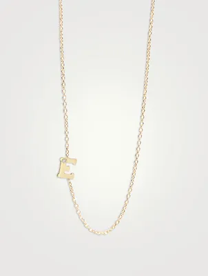 Love Letter Gold E Initial Single Diamond Necklace