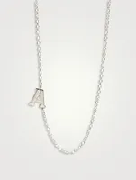 Love Letter White Gold A Initial Single Diamond Necklace