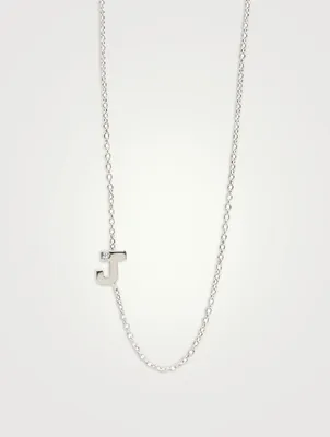 Love Letter Gold J Initial Single Diamond Necklace