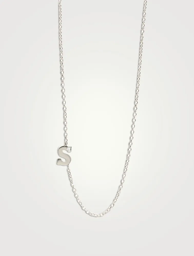 Love Letter White Gold S Initial Single Diamond Necklace