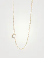 Love Letter Gold C Initial Pavé Diamond Necklace