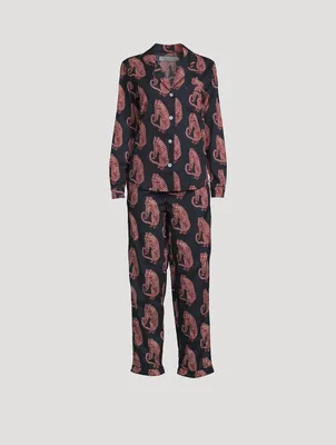 Long Cotton Pajama Set Sansido Tiger Print
