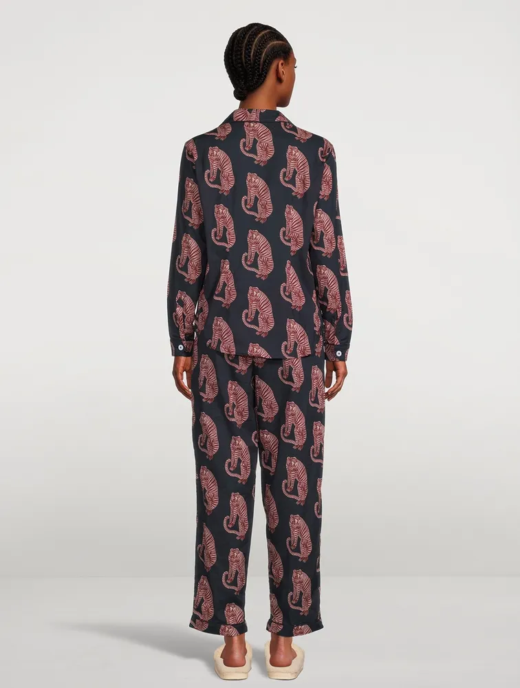 Long Cotton Pajama Set Sansido Tiger Print