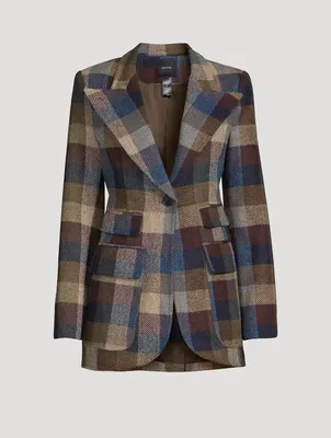 Birkin Wool Blazer In Plaid Print