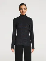 Buttoned Turtleneck Stripe Print