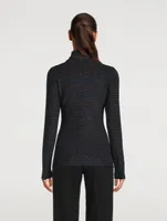 Buttoned Turtleneck Stripe Print