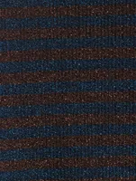 Buttoned Turtleneck Stripe Print